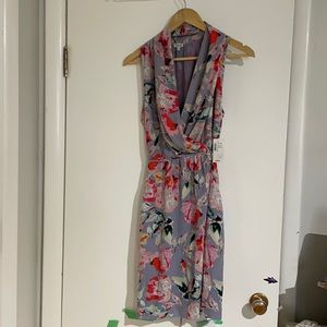 Sleeveless faux wrap floral dress Wilfred Sabine dupe